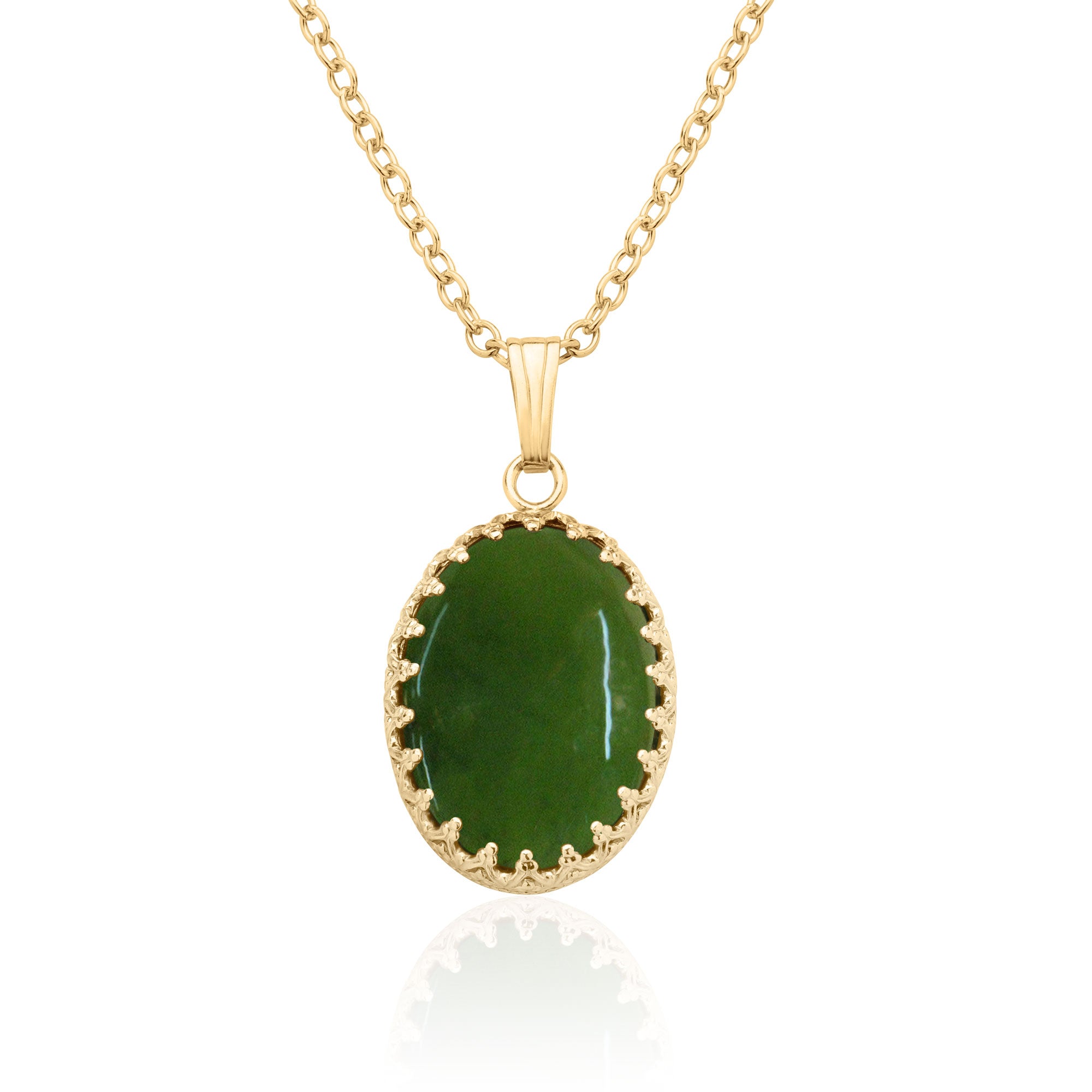 Large Jade Pendant Necklace in 14K Gold Filled or Sterling Silver