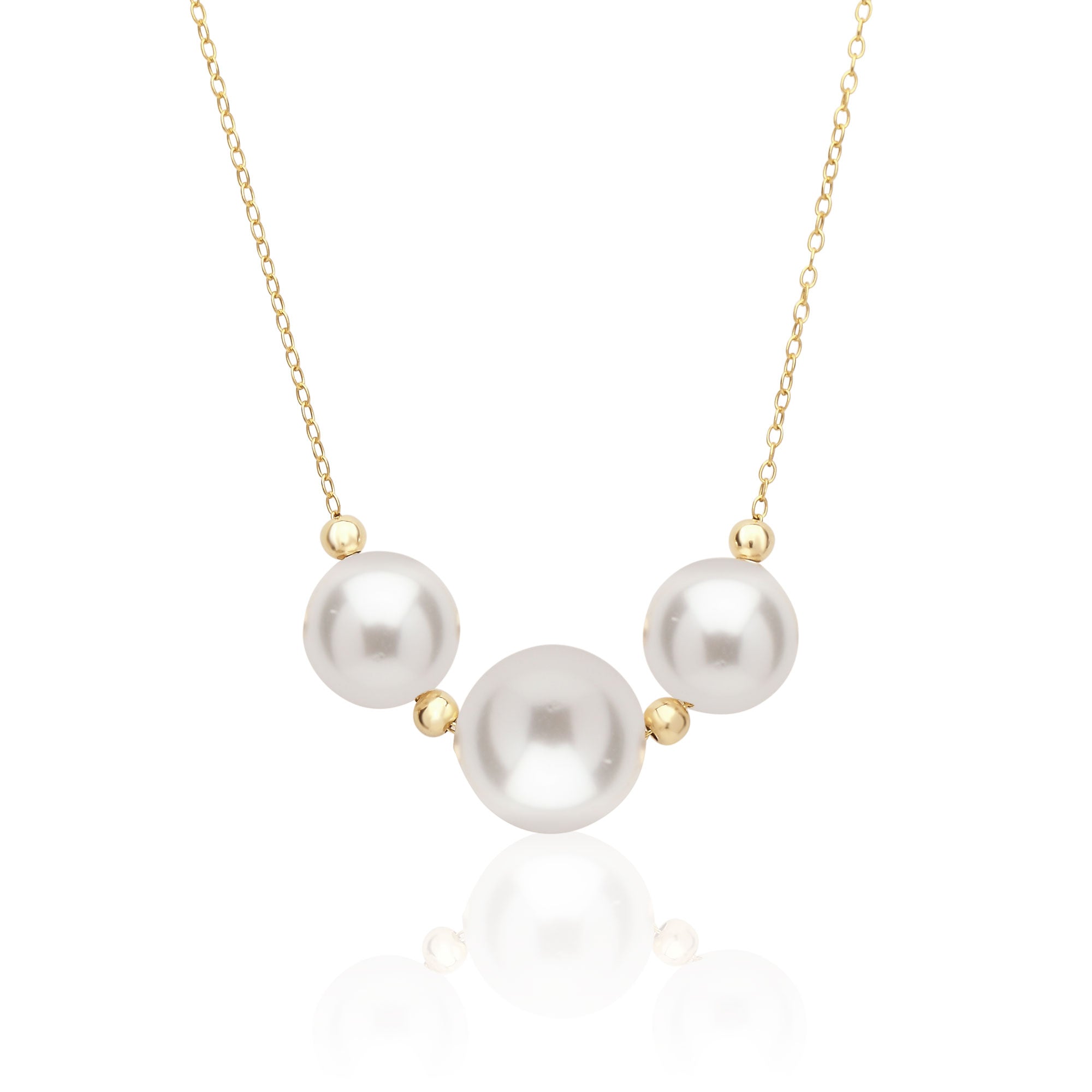 Three Pearl Choker Necklace for Women in 14K Gold Filled or