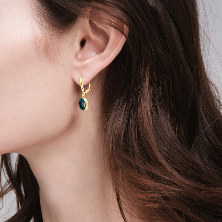 Bloodstone Drop Earrings 14K Gold-Filled | 12mm Cabochon Bezel Set