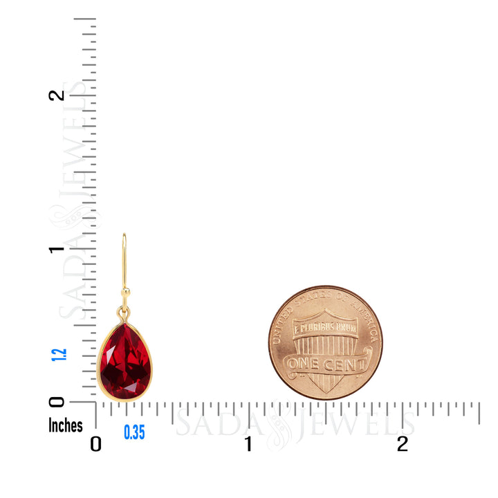 Lab Created Pear-shaped Ruby Drop Earrings in 14K Gold-filled