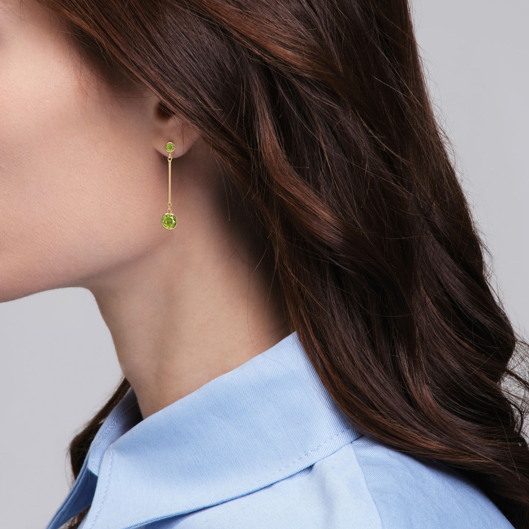 Long Peridot Stud and Drop Earrings in 14K Gold Filled