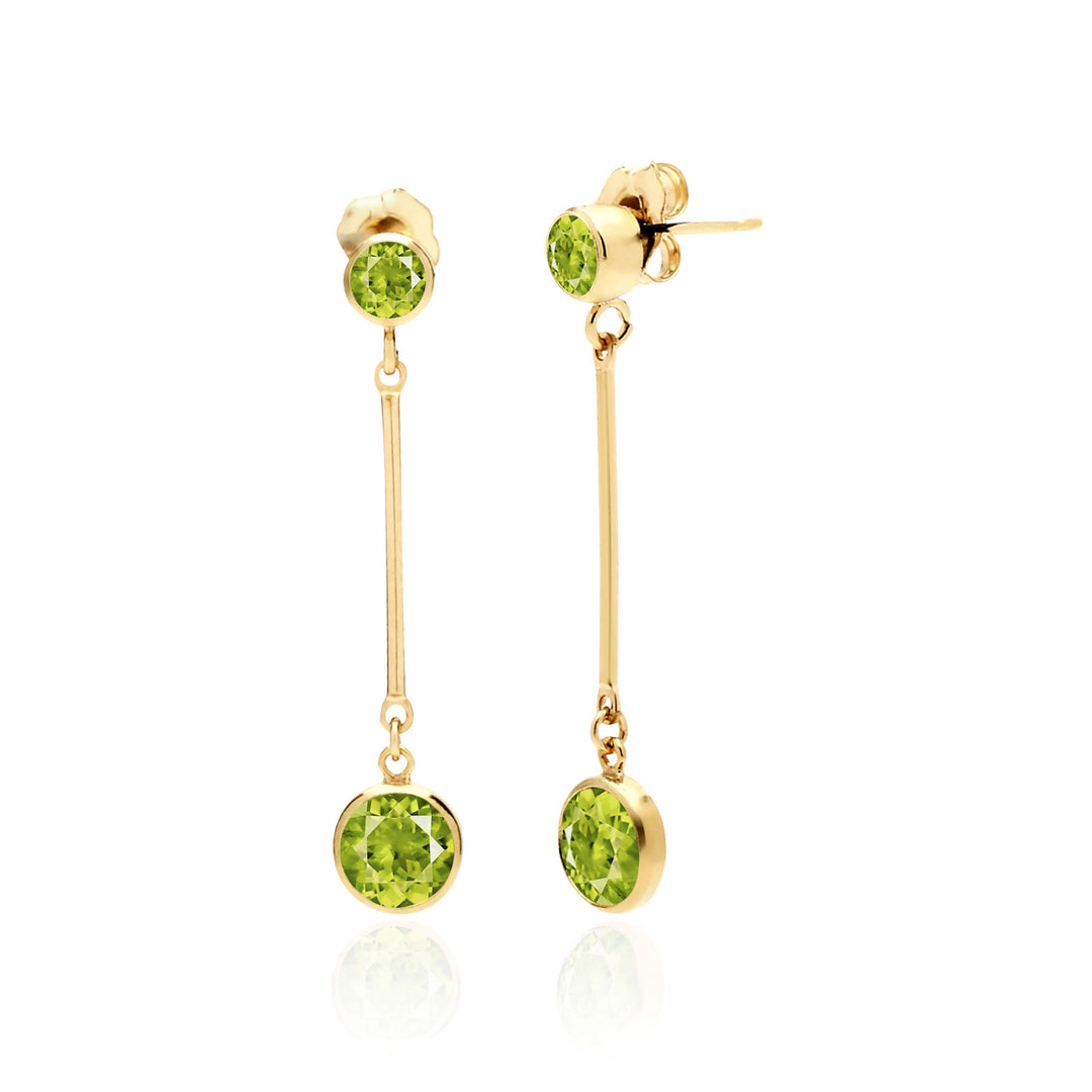 Long Peridot Stud and Drop Earrings in 14K Gold Filled