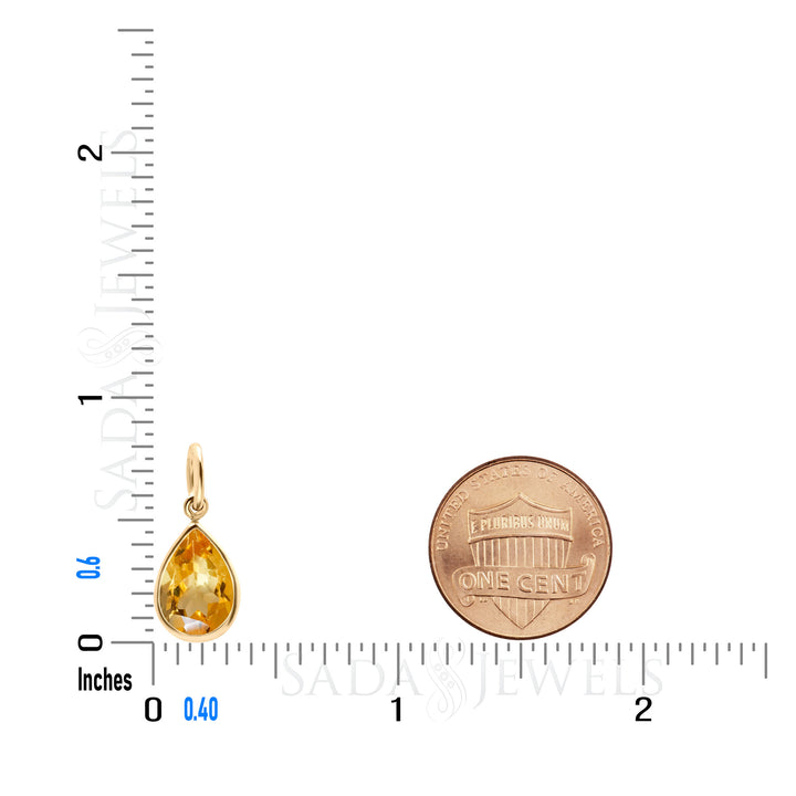 Collar con colgante de solitario de citrino, oro de 14 quilates, 2 quilates, 8 mm, redondo, calidad AAA, natural