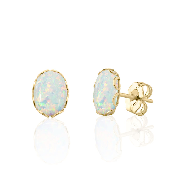 Lab Created Opal Stud Earrings in 14K Gold Filled or Sterling Silver