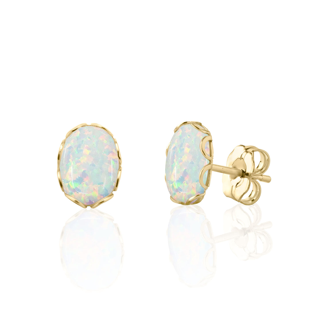 Lab Created Opal Stud Earrings in 14K Gold Filled or Sterling Silver