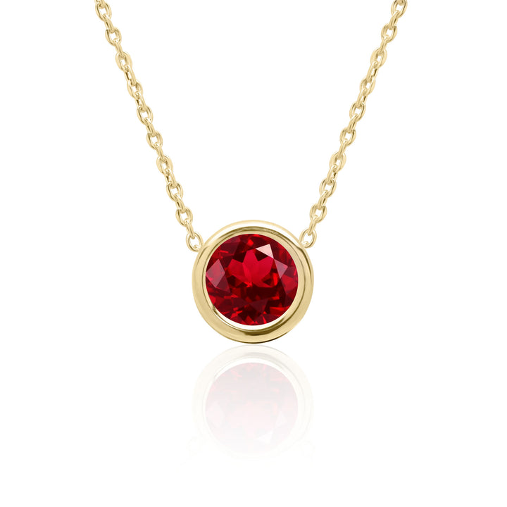 14K Gold 2 CT Ruby Floating Necklace, 8mm Round, Lab Created