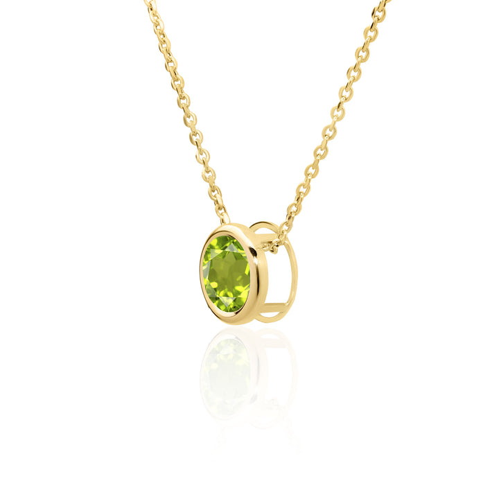 2CT 14K Gold Peridot Solitaire Necklace | August Birthstone Gift