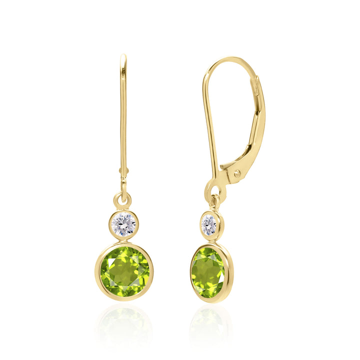 Dainty Peridot Earrings for Women and Teen Girls in 14K Gold, AAA 6 mm Round