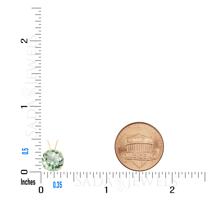 14K Yellow Gold 8mm Green Amethyst Prasiolite Solitaire Pendant Necklace, 2 Ct. Tw., February Birthstone