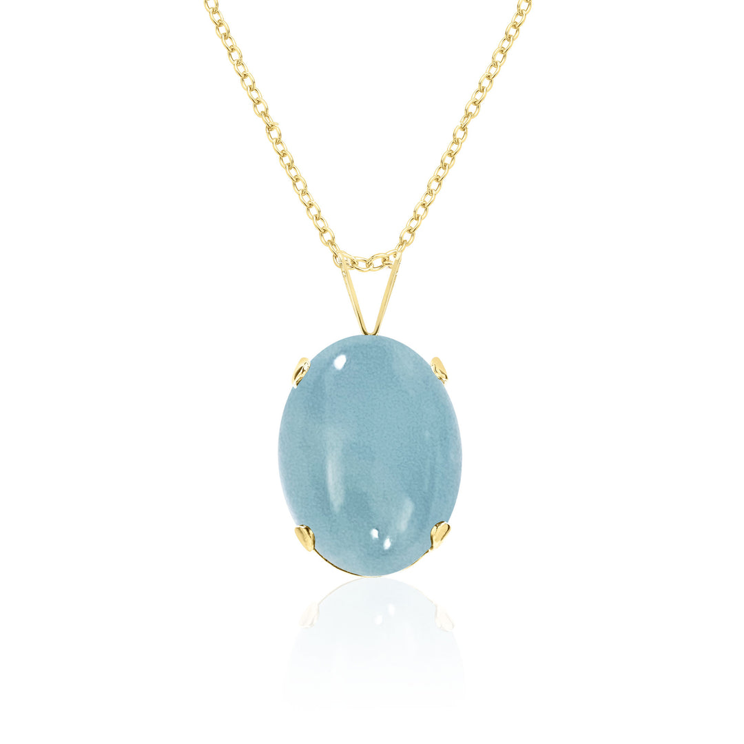 Aquamarine Pendant Necklace for Women in 14K Gold / Sterling Silver / 14K Gold Filled, 14x10 mm Oval