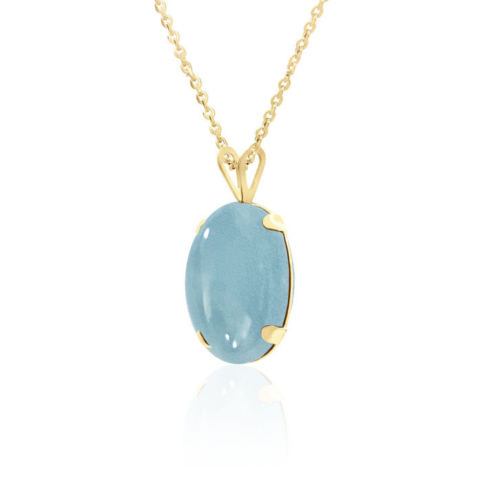 Aquamarine Pendant Necklace for Women in 14K Gold / Sterling Silver / 14K Gold Filled, 14x10 mm Oval