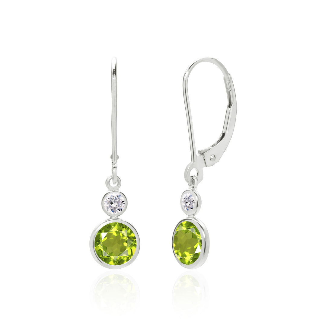 Dainty Peridot Earrings for Women and Teen Girls in 14K Gold, AAA 6 mm Round