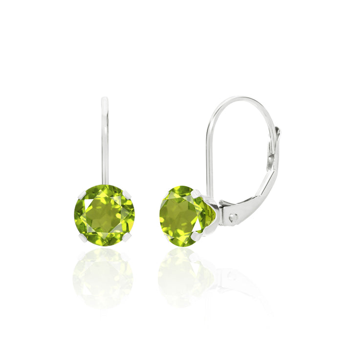 14K Yellow or White Gold Peridot Leverback Earrings