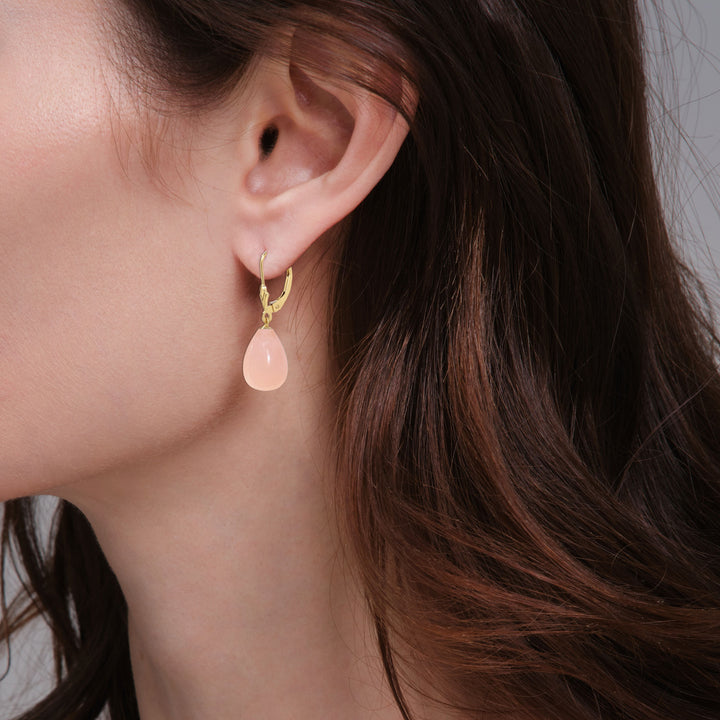 14K Gold Morganite Teardrop Earrings