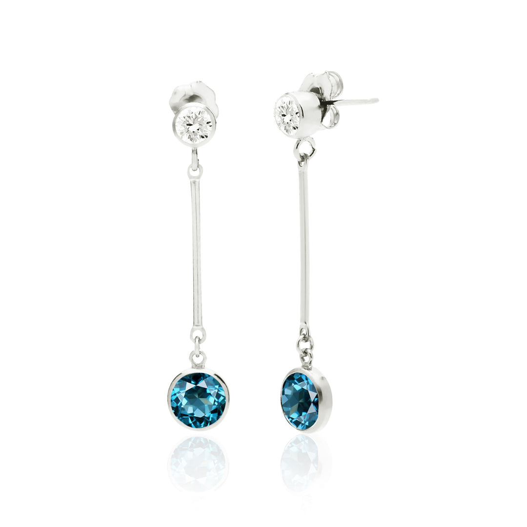 London Blue and White Topaz Earring in 14K Gold Filled or Sterling Silver