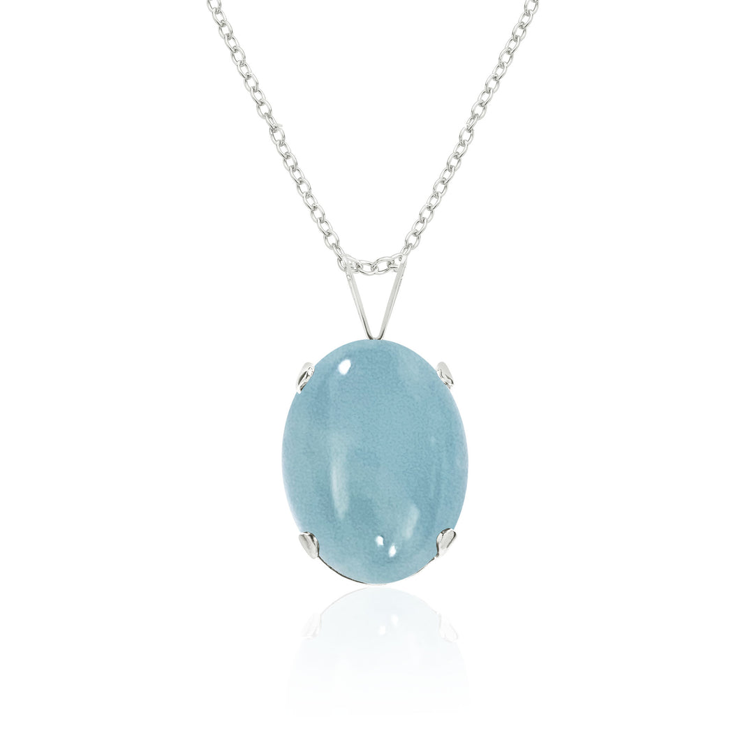 Aquamarine Pendant Necklace for Women in 14K Gold / Sterling Silver / 14K Gold Filled, 14x10 mm Oval