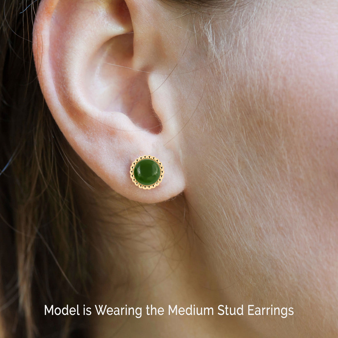 Green Jade Stud Earrings in 14K Gold Filled - Available in Three Sizes
