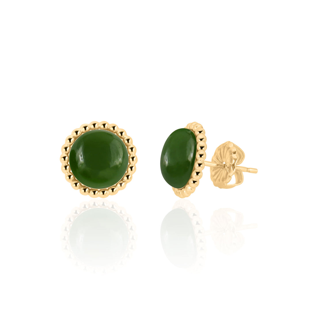 Green Jade Stud Earrings in 14K Gold Filled - Available in Three Sizes