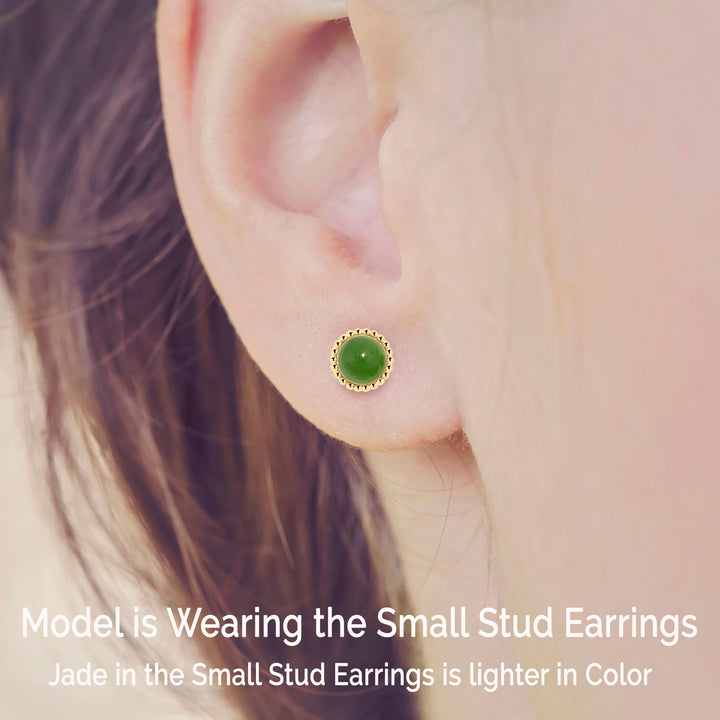 Green Jade Stud Earrings in 14K Gold Filled - Available in Three Sizes