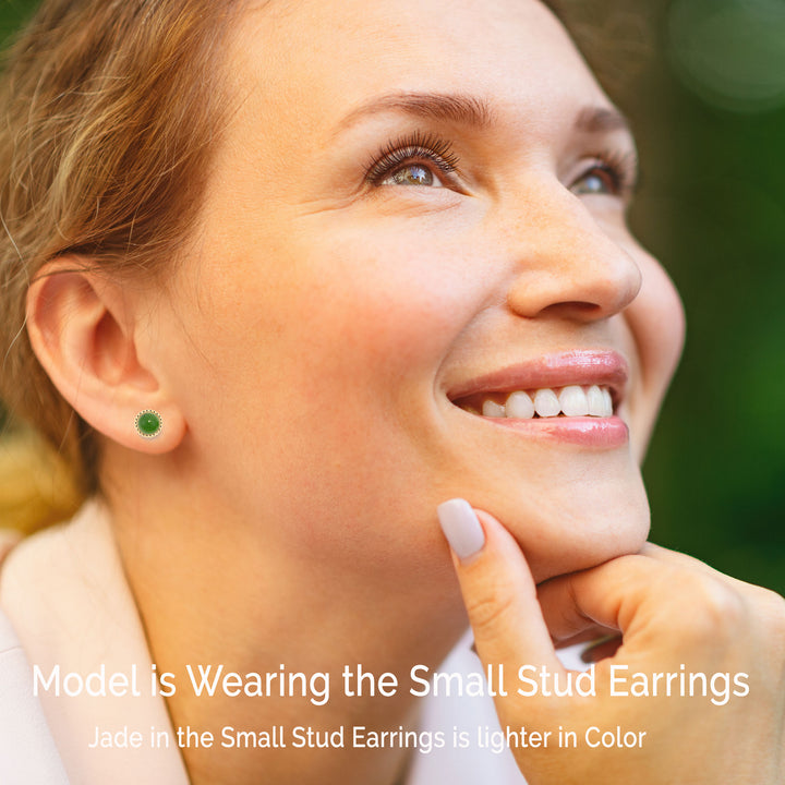 Green Jade Stud Earrings in 14K Gold Filled - Available in Three Sizes