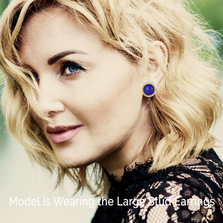 Lapis Lazuli Stud Earrings in 14K Gold Filled - Available in Three Sizes