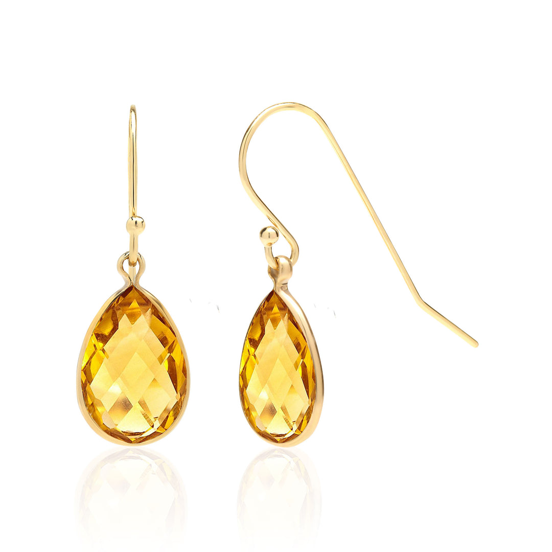 Yellow Citrine Teardrop Earrings for Women in 14K Gold Filled or Sterling Silver, AAA 12 x 8 mm