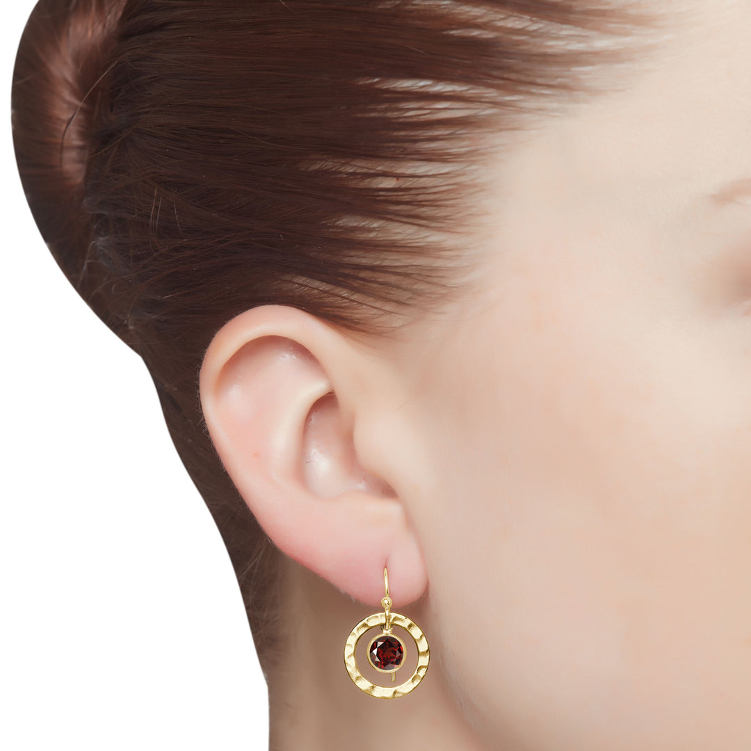 Garnet Drop Dangle Earrings for Women and Teen Girls in 14K Gold Filled