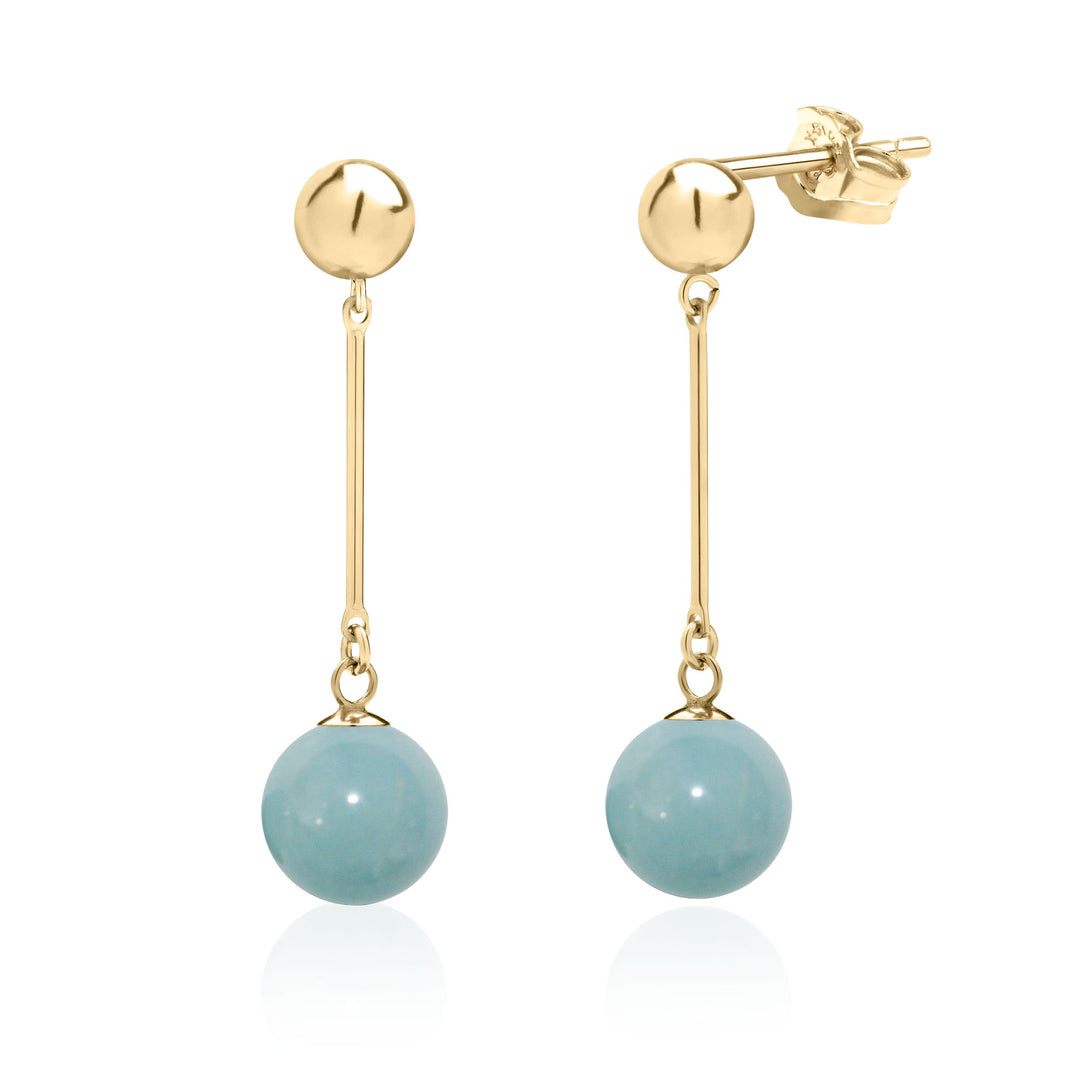 Sage Green Aventurine Ball Drop Earrings in 14K Gold Filled