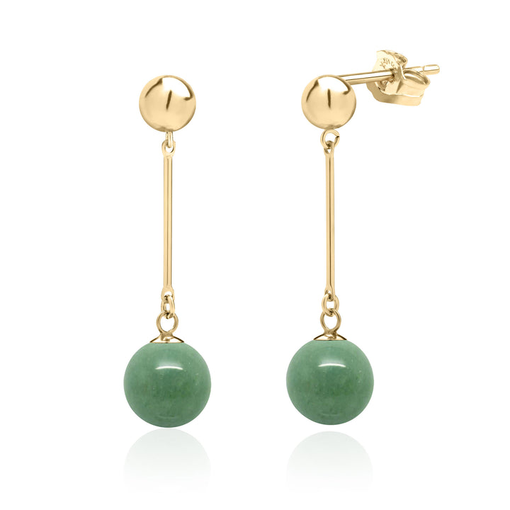 Sage Green Aventurine Ball Drop Earrings in 14K Gold Filled