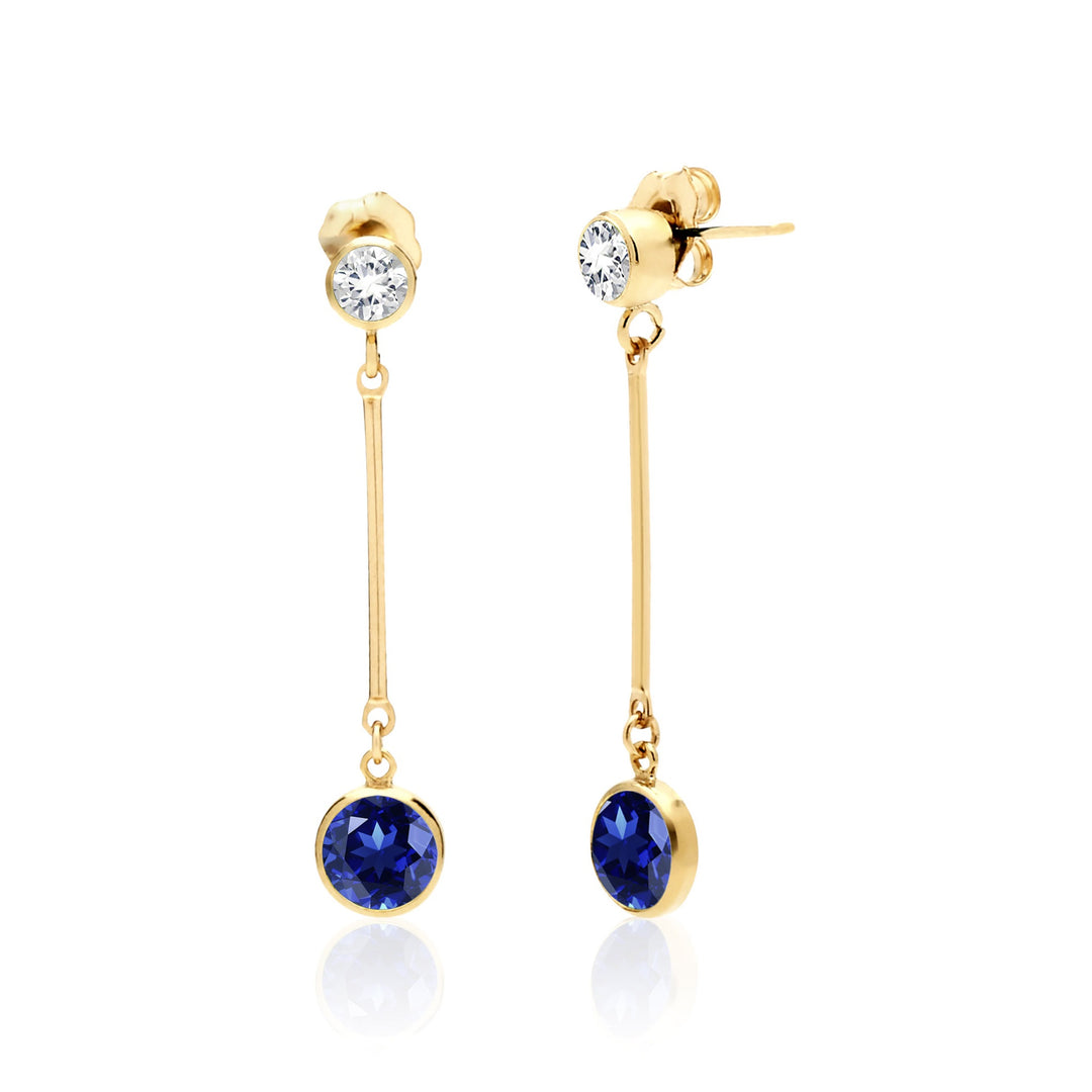 Long Blue Sapphire and White Drop Topaz in 14K Gold Filled