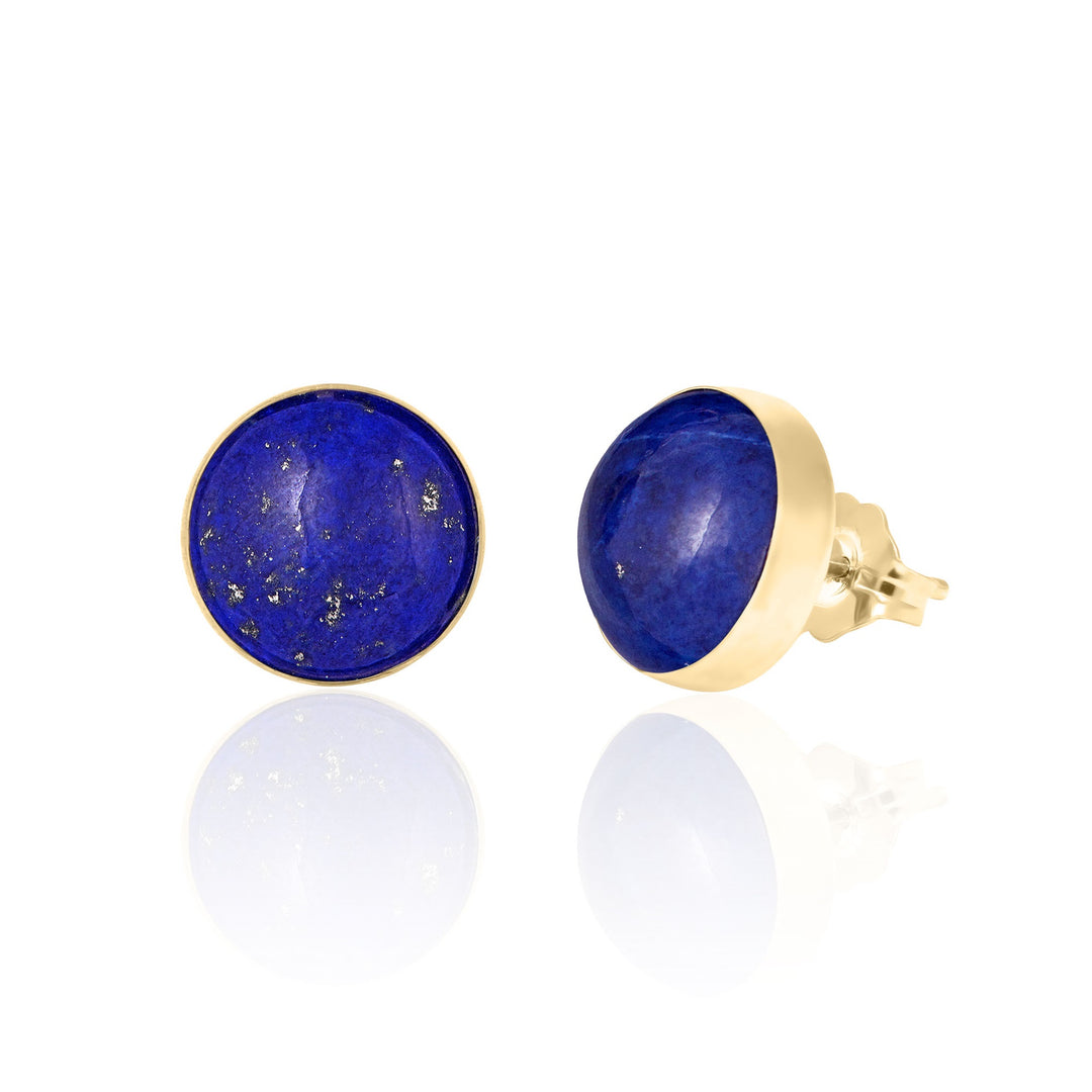 10 mm Round Lapis Lazuli Stud Earrings in 14K Gold Filled