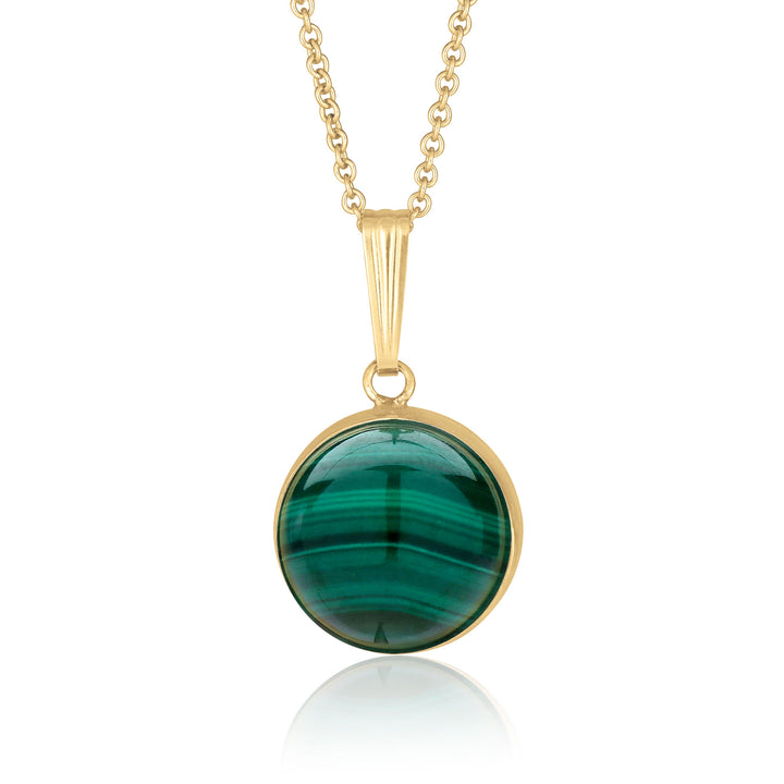 10 mm Round Green Malachite Stud Earrings for Women in 14K Gold-filled