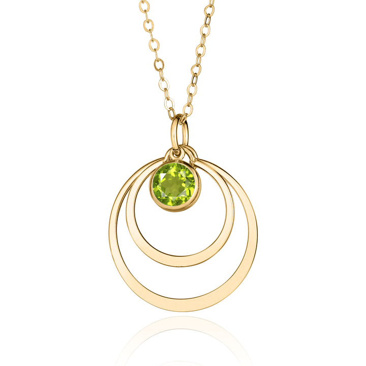 Peridot Circle Pendant Necklace for Women in 14K Gold Filled or Sterling Silver