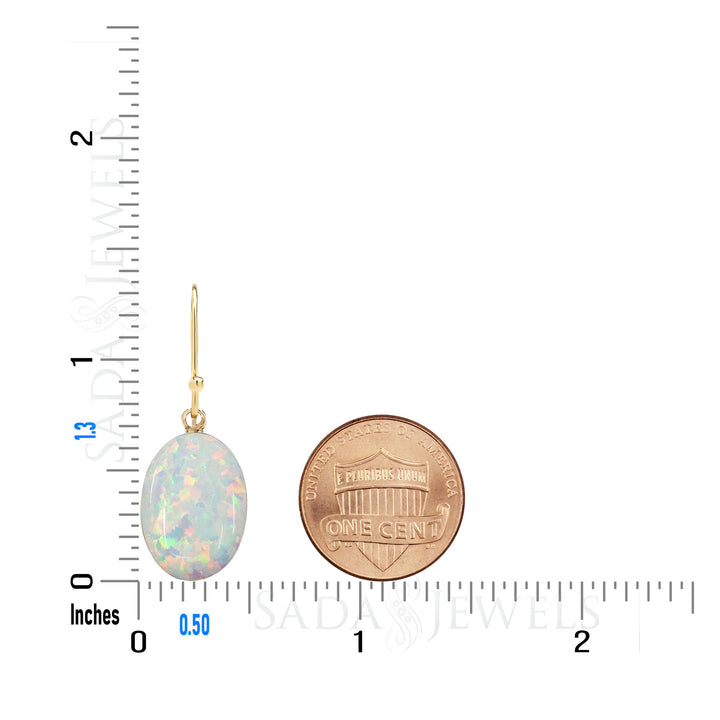 Oval Opal Drop Dangle Earrings for Women in 14K Gold Filled or Sterling Silver, Lab Created Opal Jewelry