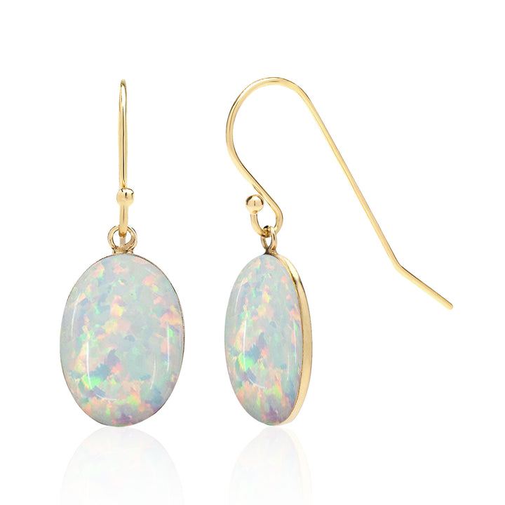 Oval Opal Drop Dangle Earrings for Women in 14K Gold Filled or Sterling Silver