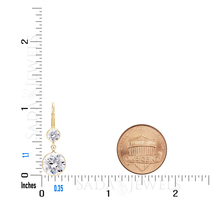 Aretes de topacio blanco en plata de ley o relleno de oro de 14 quilates, redondos de 8 mm