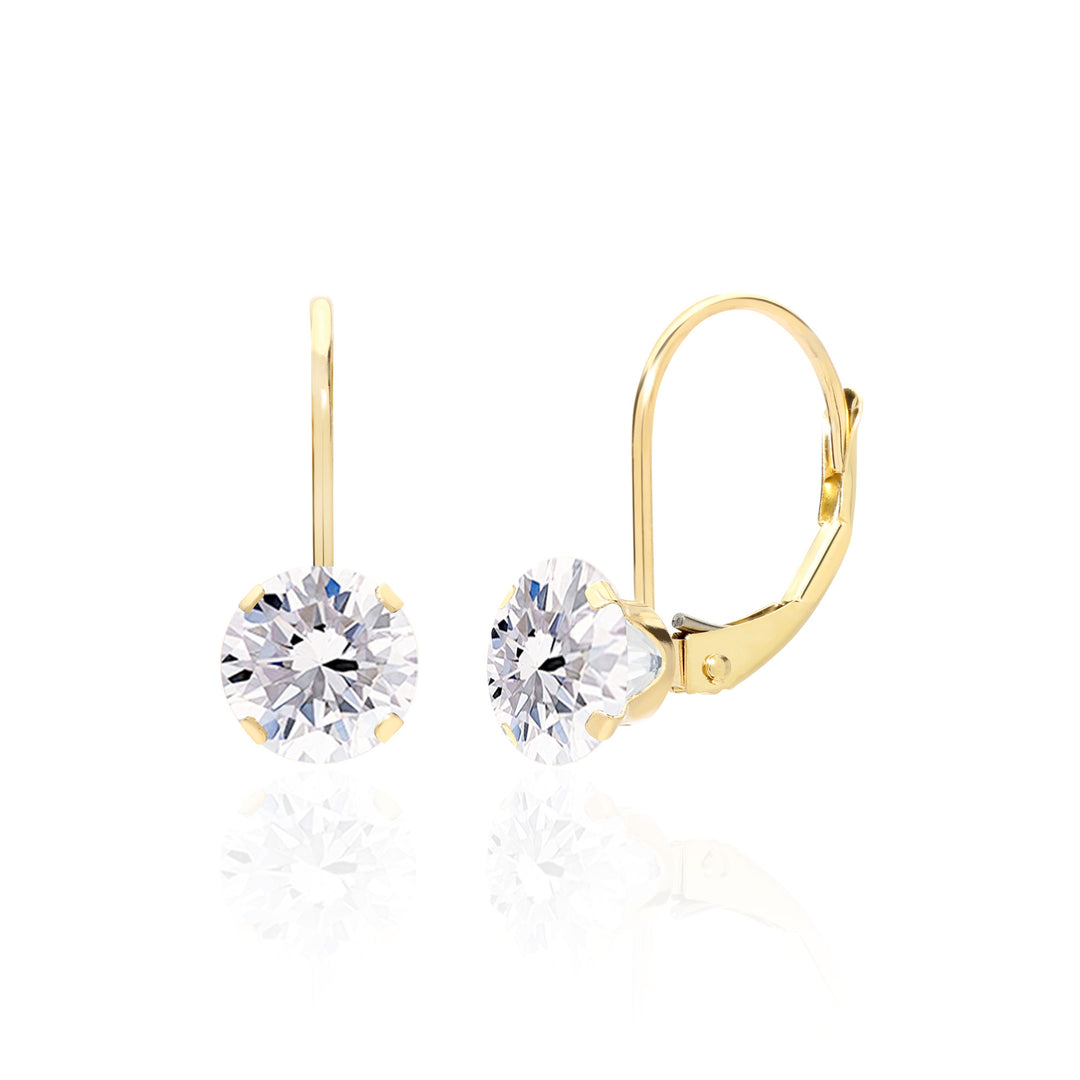 Minimalist White Topaz Earrings - 6 mm round