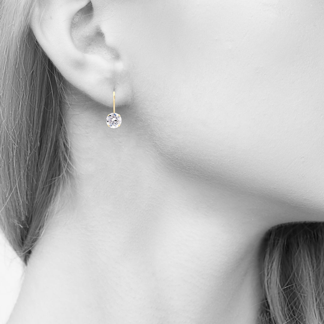 Minimalist White Topaz Earrings - 6 mm round