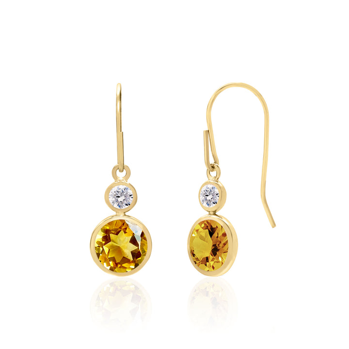 Dainty Citrine Earrings in 14K Solid Gold, 6 mm Round