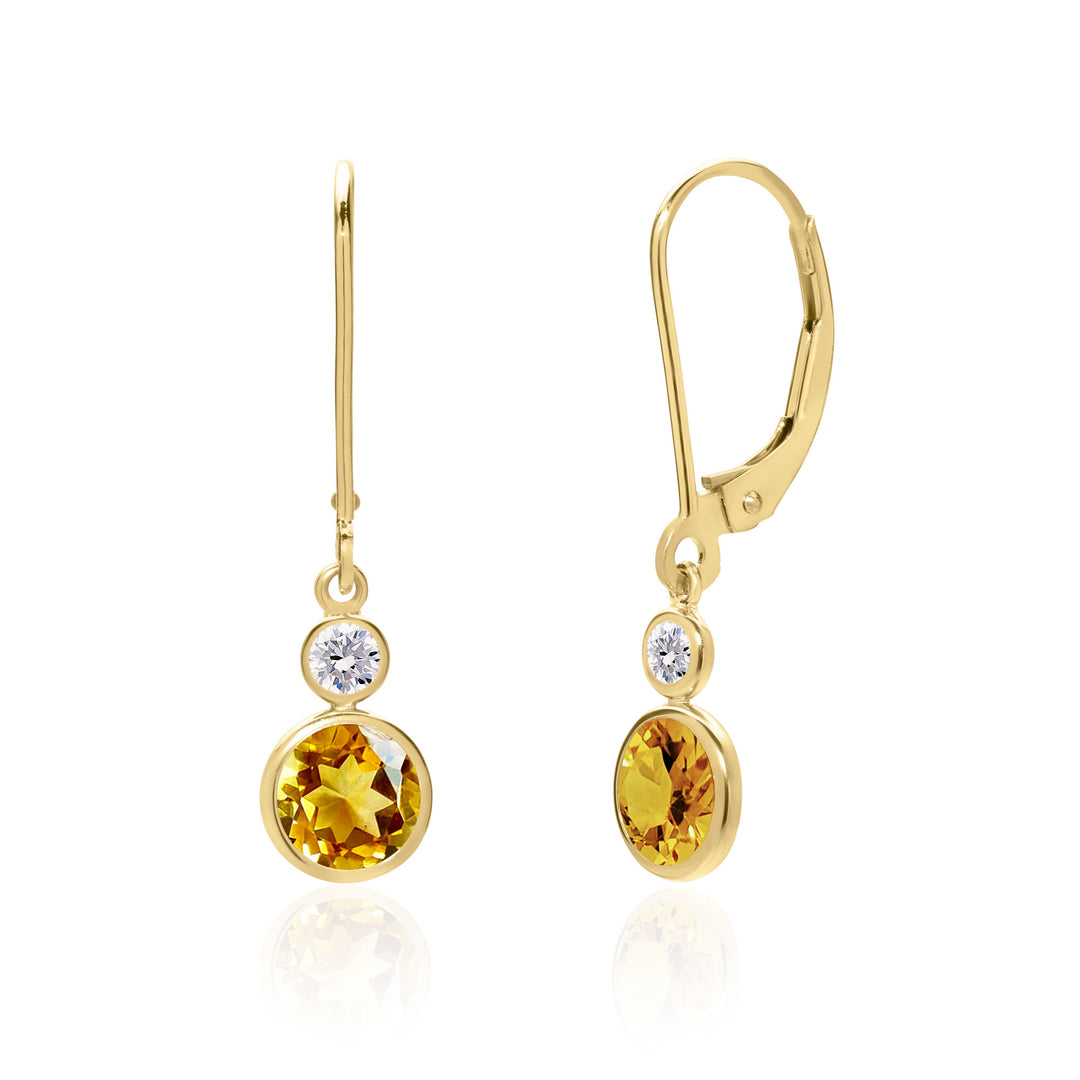 Dainty Citrine Earrings in 14K Solid Gold, 6 mm Round