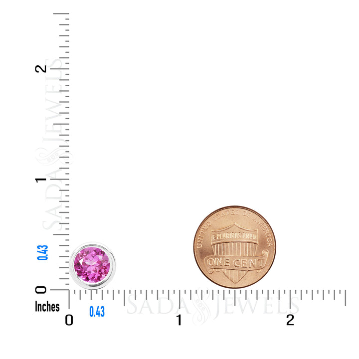 Collar con colgante flotante solitario de zafiro rosa creado en laboratorio en plata de ley, redondo de 8 mm