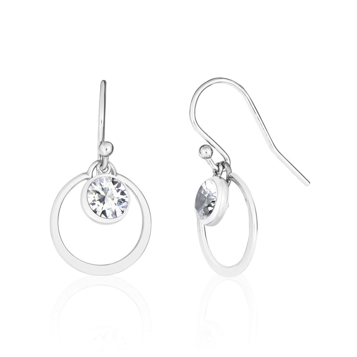 Lab Created White Sapphire Circle Drop Dangle Earrings in 14K Gold Filled or Sterling Silver