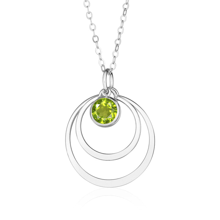 Peridot Circle Pendant Necklace for Women in 14K Gold Filled or Sterling Silver