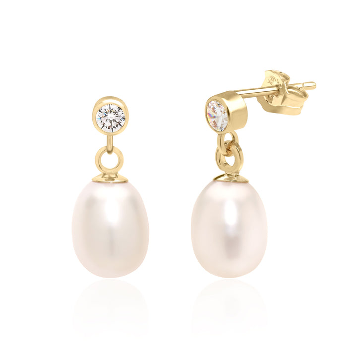 Aretes colgantes de perlas delicadas con relleno de oro de 14 quilates, perlas naturales de agua dulce AA de 11-12 mm