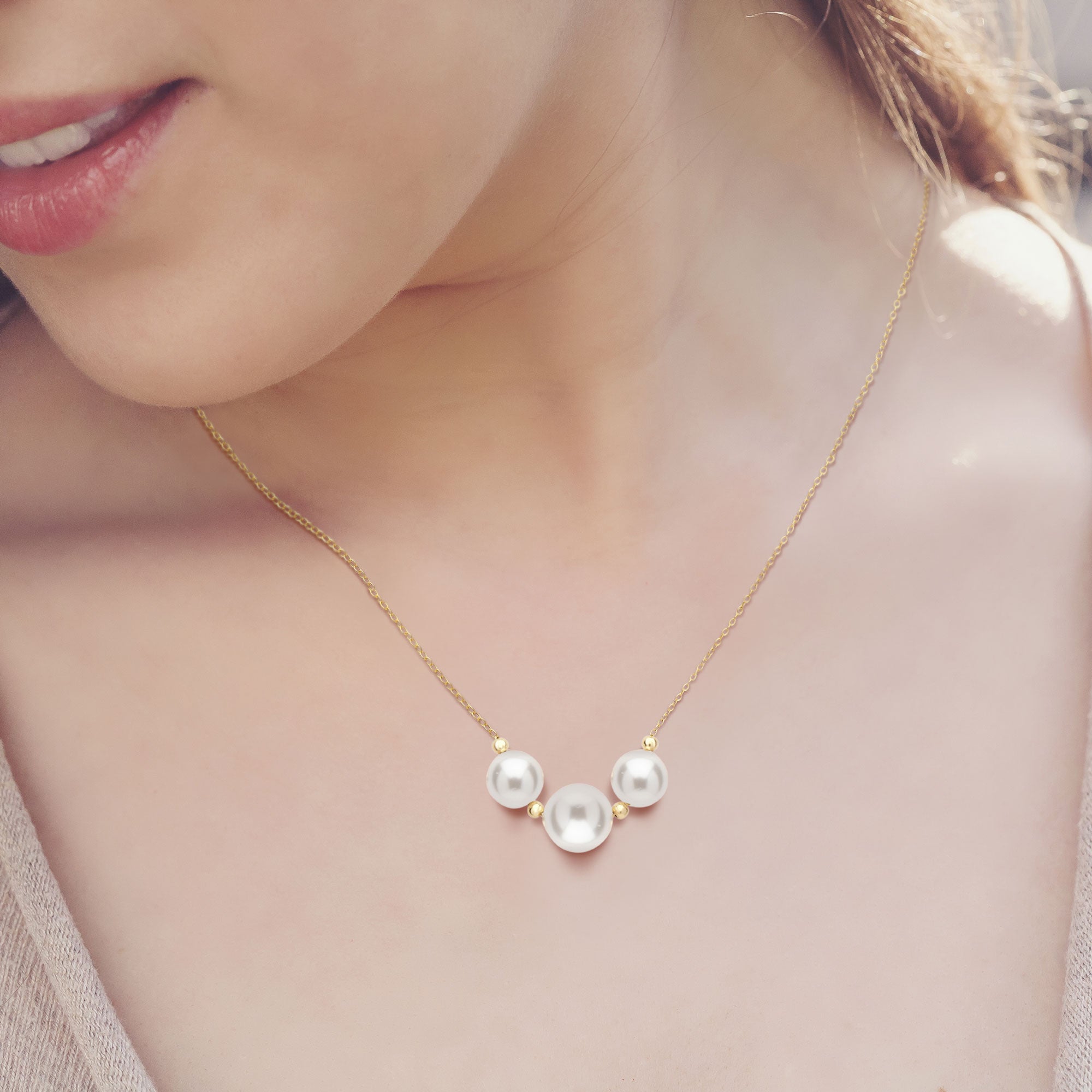 Three pearl discount choker necklace