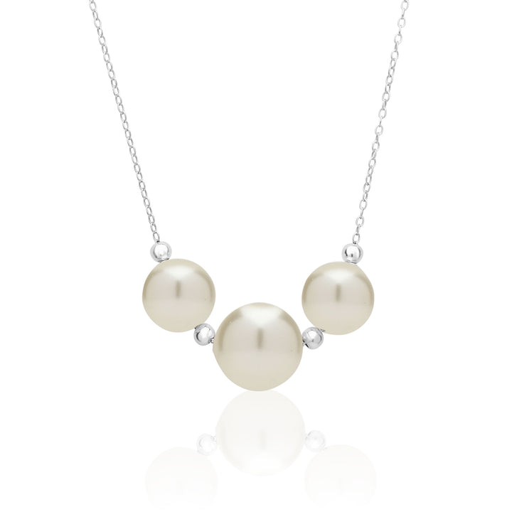 Three Pearl Choker Necklace for Women in 14K Gold Filled or Sterling Silver