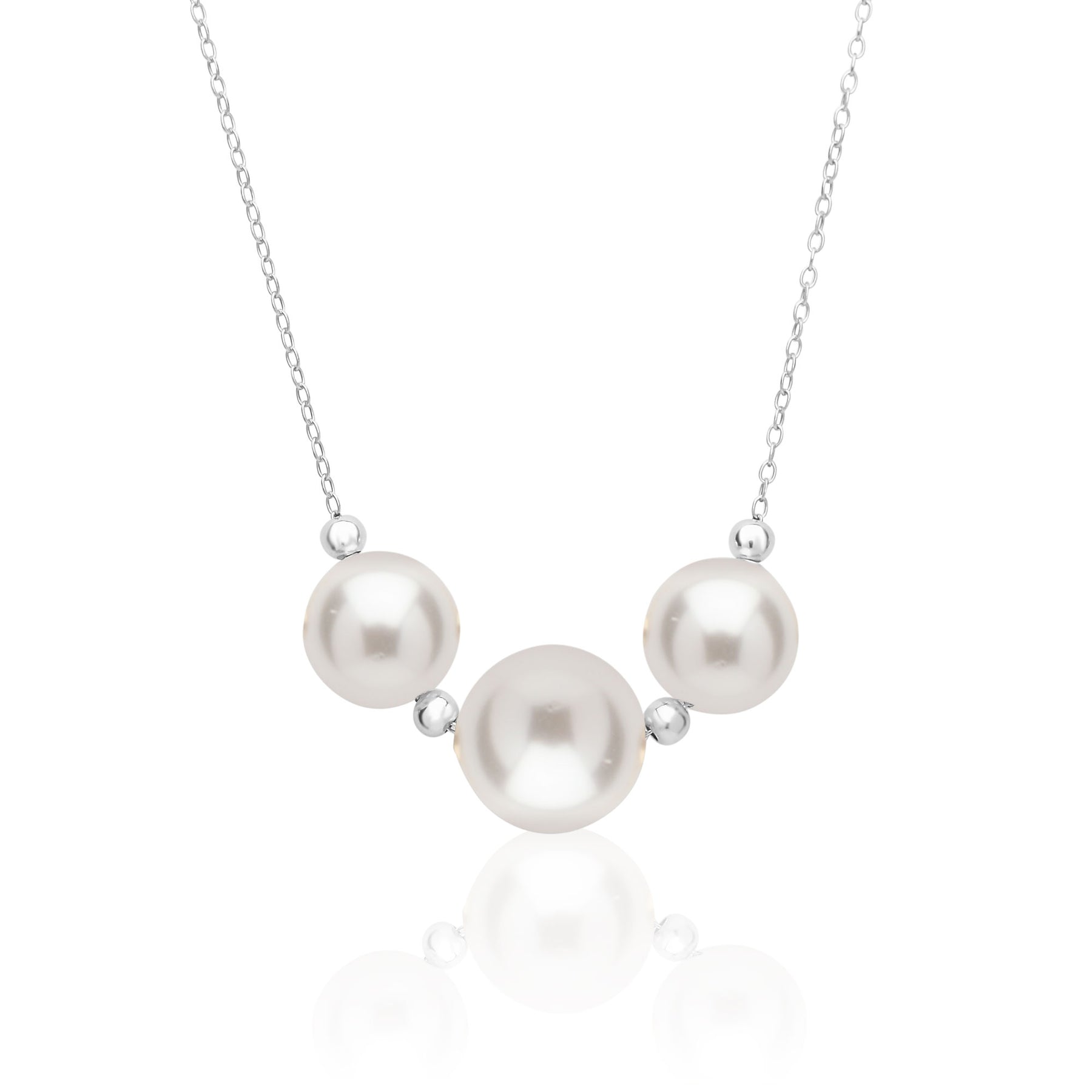 PRY シュウト　 Silver & White Pearl Necklace Bridal Jewelry Wedding Pearl Necklace Soft White Pear